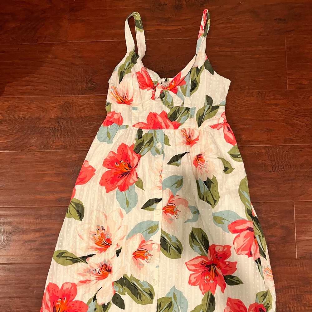 tie front loft floral dress